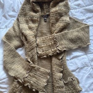 Mona B Tan Knit Cardigan 2000s